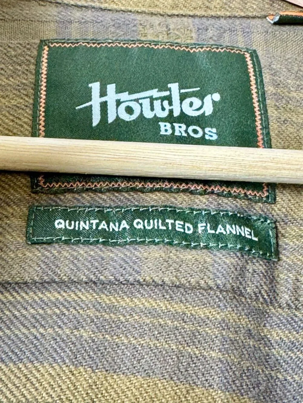 Howler Bros Men's Quintana Quilted Flannel Big Barrett Plaid Swamp Sz M
